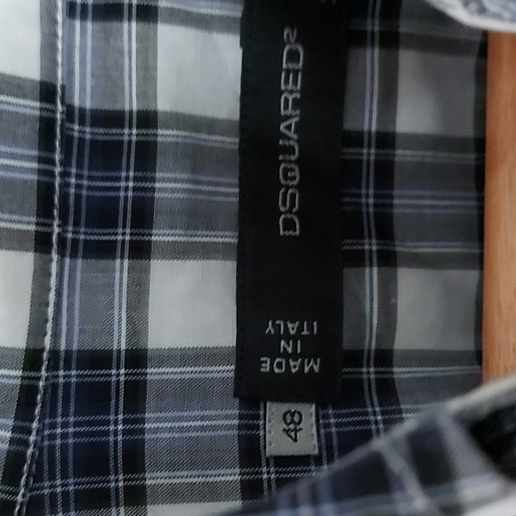 Dsquared Blue and White Plaid Made in Italy Button Down Shirt Size 48 - Picture 4 of 8
